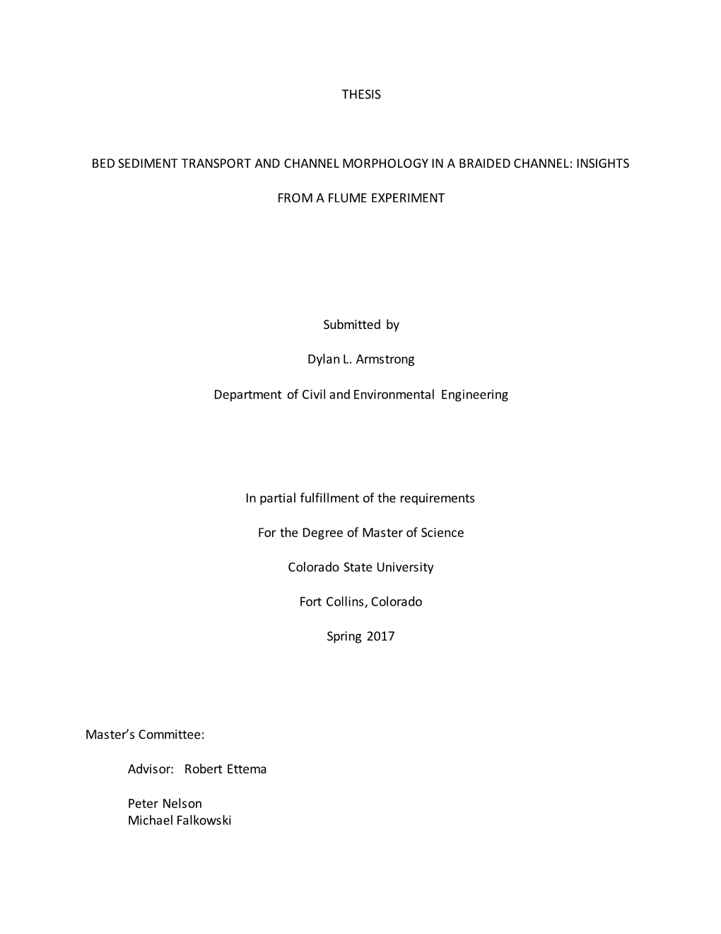 Thesis Bed Sediment Transport and Channel