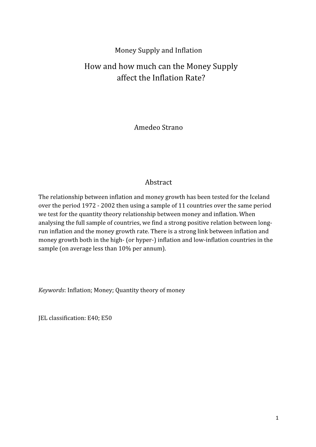 How and How Much Can the Money Supply Affect the Inflation Rate?