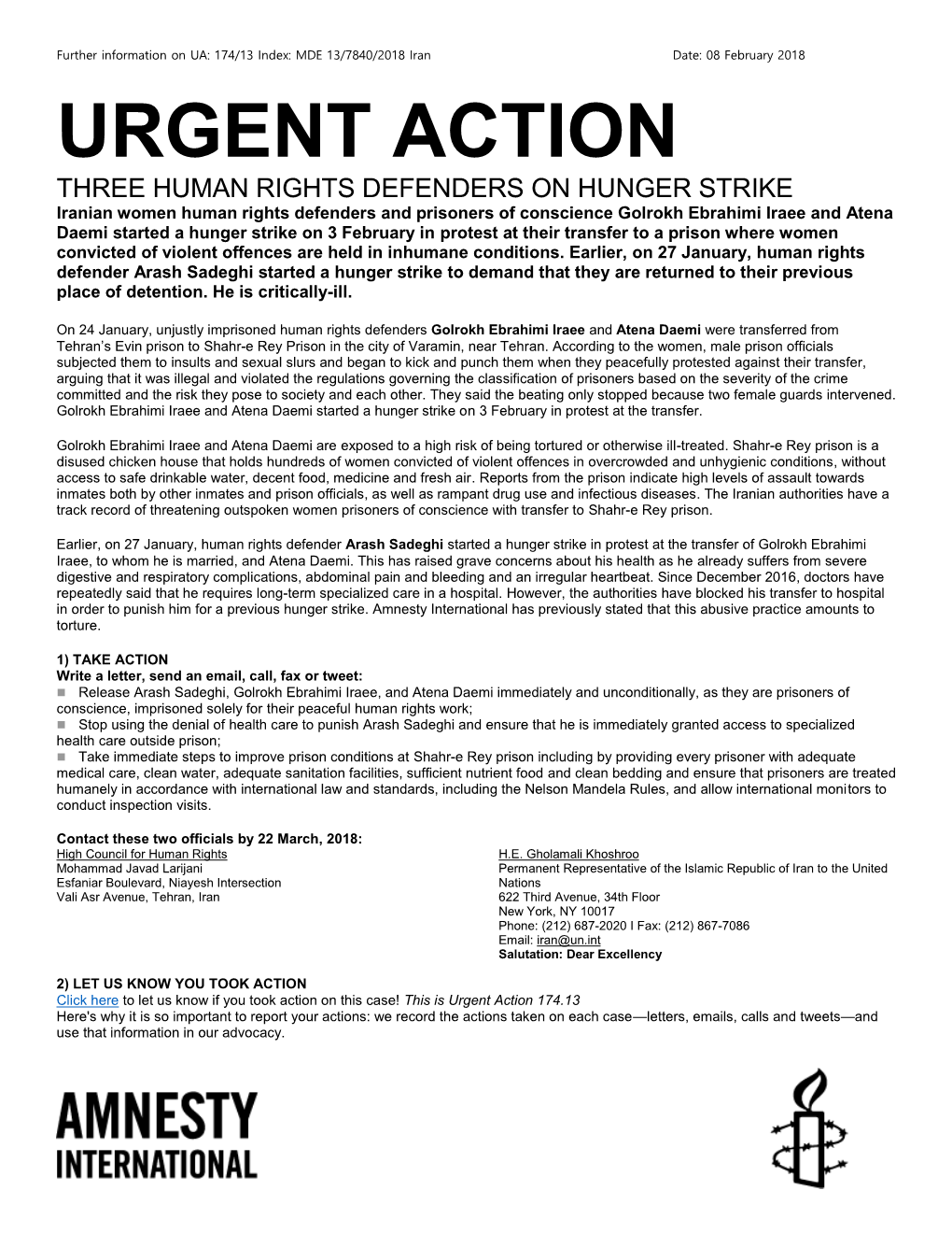 Urgent Action