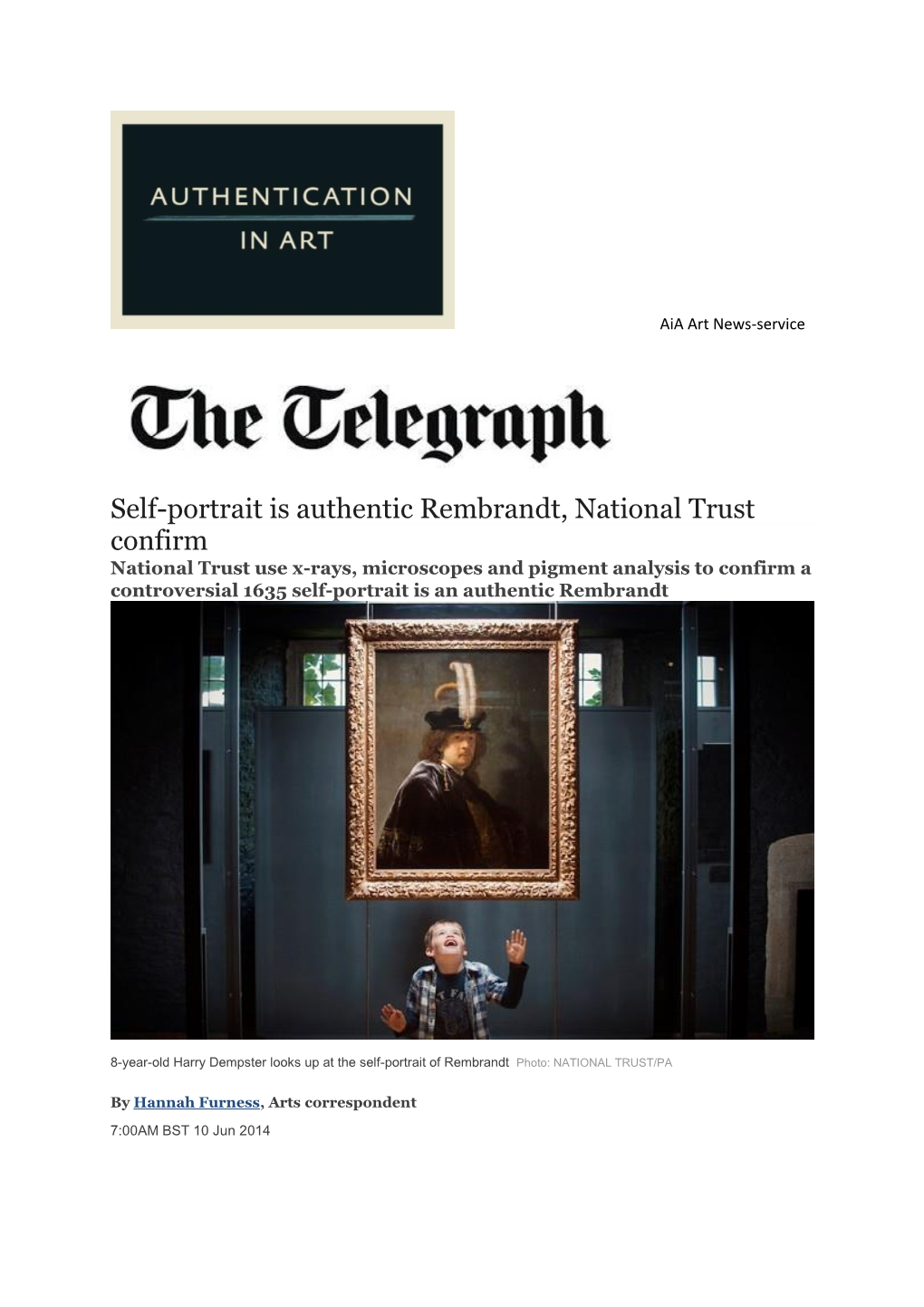 Self-Portrait Is Authentic Rembrandt, National Trust Confirm
