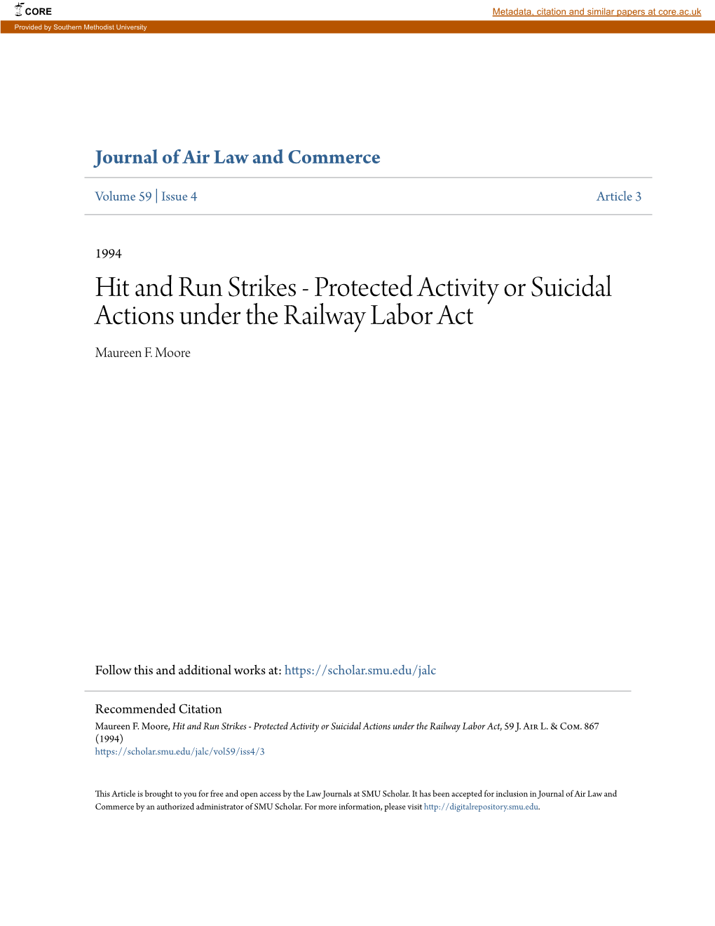 The Railway Labor Act Maureen F