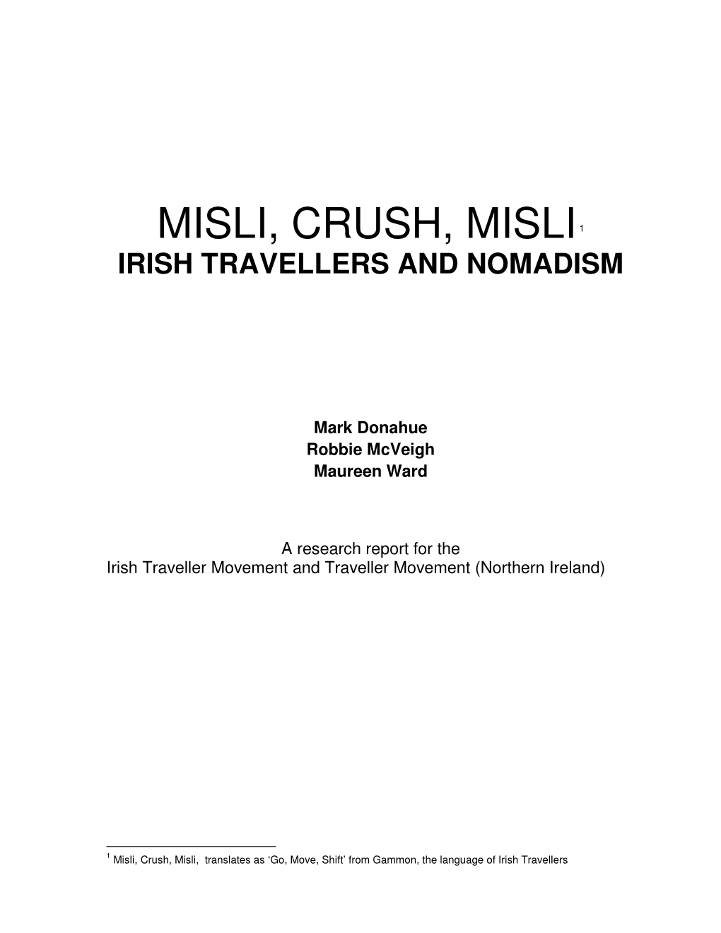 MISLI-CRUSH-MISLI Irish Travellers and Nomadism