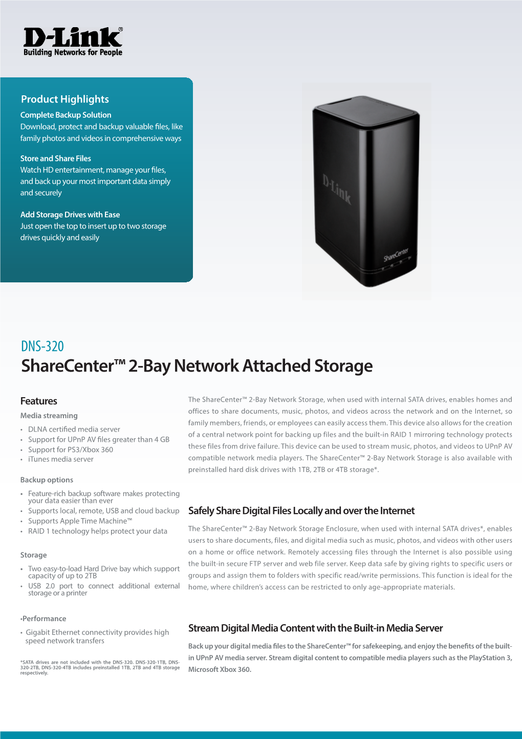 Sharecenter™ 2-Bay Network Attached Storage