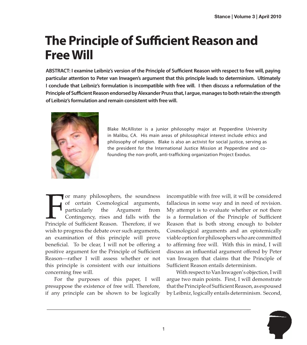 The Principle of Sufficient Reason and Free Will