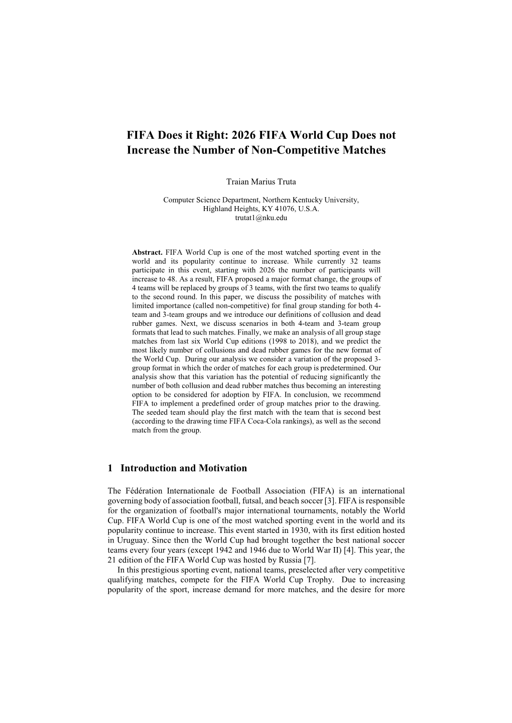 2026 FIFA World Cup Does Not Increase the Number of Non-Competitive Matches