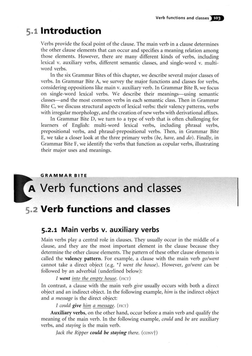 5.1 Introduction Verbs Provide the Focal Point of the Clause