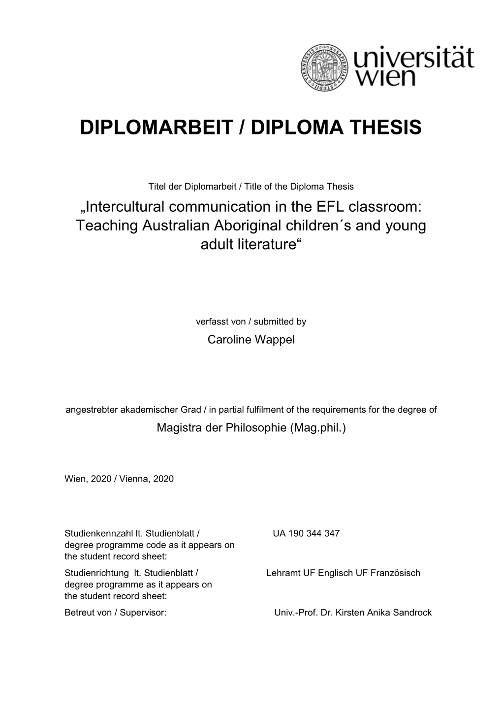 Diplomarbeit / Diploma Thesis