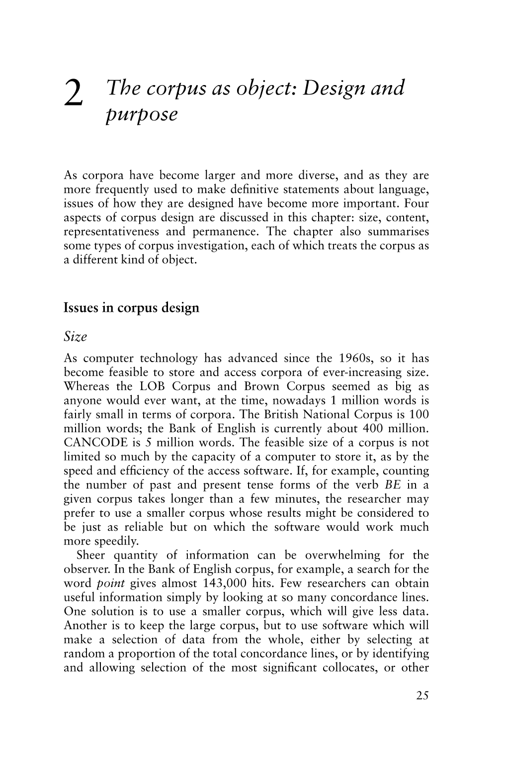 2 the Corpus As Object: Design and Purpose