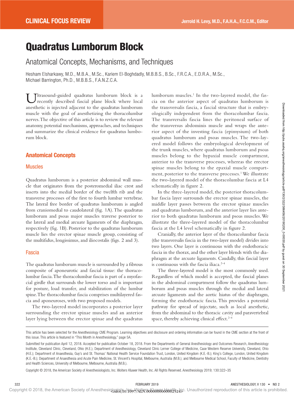 Quadratus Lumborum Block Anatomical Concepts, Mechanisms, and Techniques