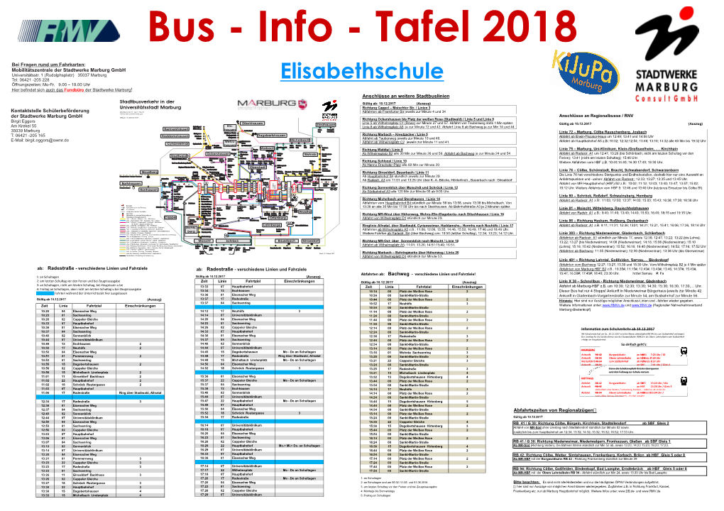 Bus - Info - Tafel 2018