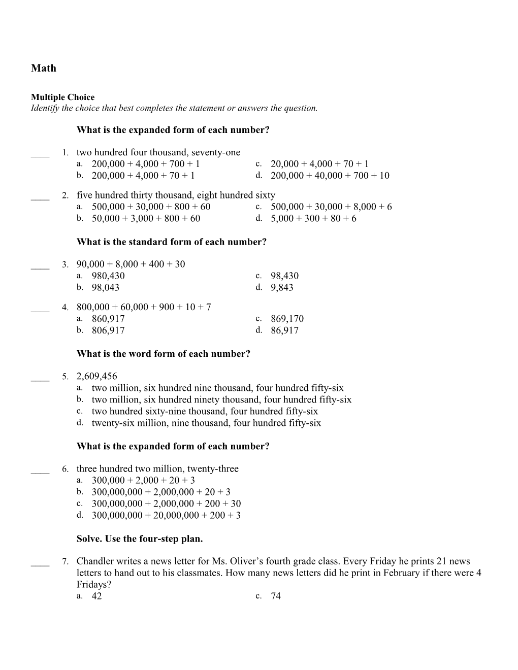 What Is the Expanded Form of Each Number?