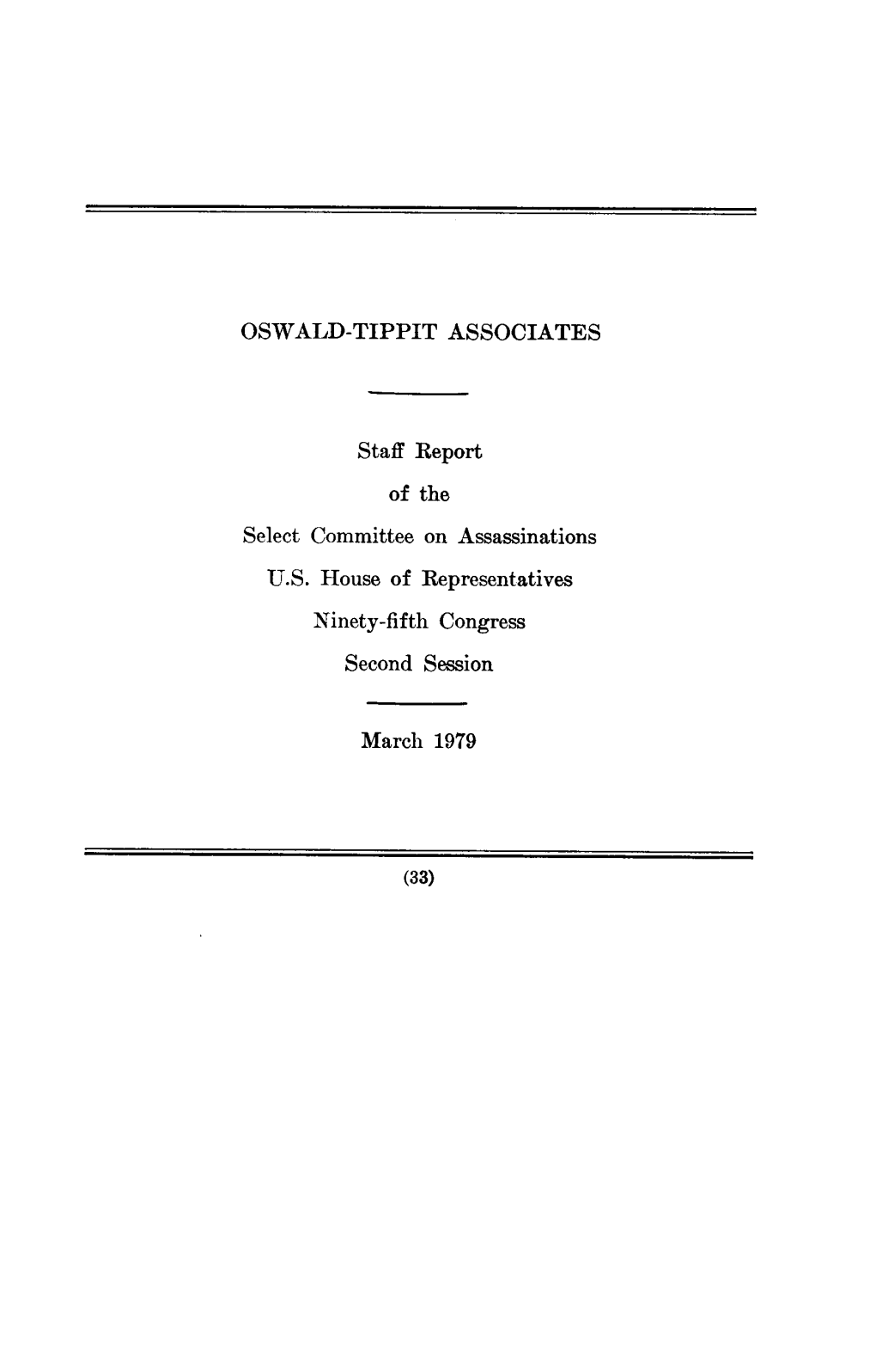 HSCA Volume XII: Oswald-Tippit Associates