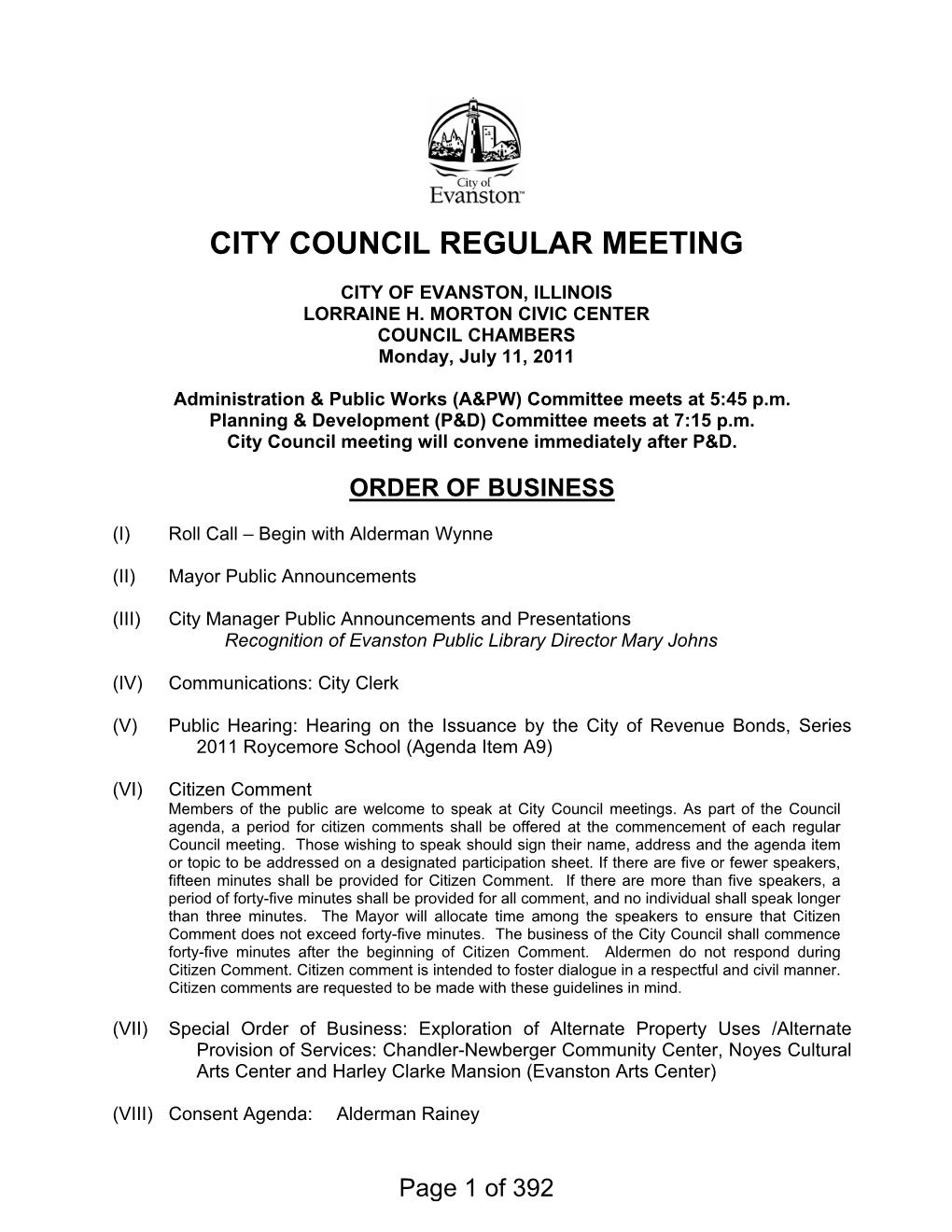 City Council Regular Meeting