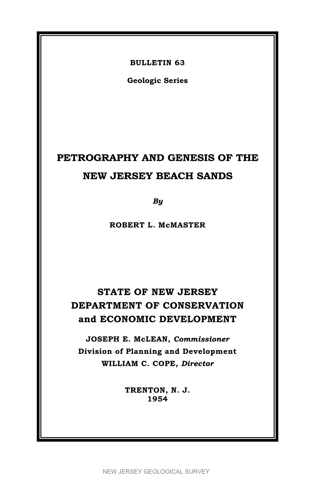 Petrography and Genesis of the New Jersey Beach Sands