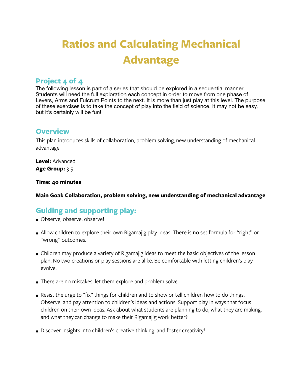 Ratios and Calculating Mechanical Advantage