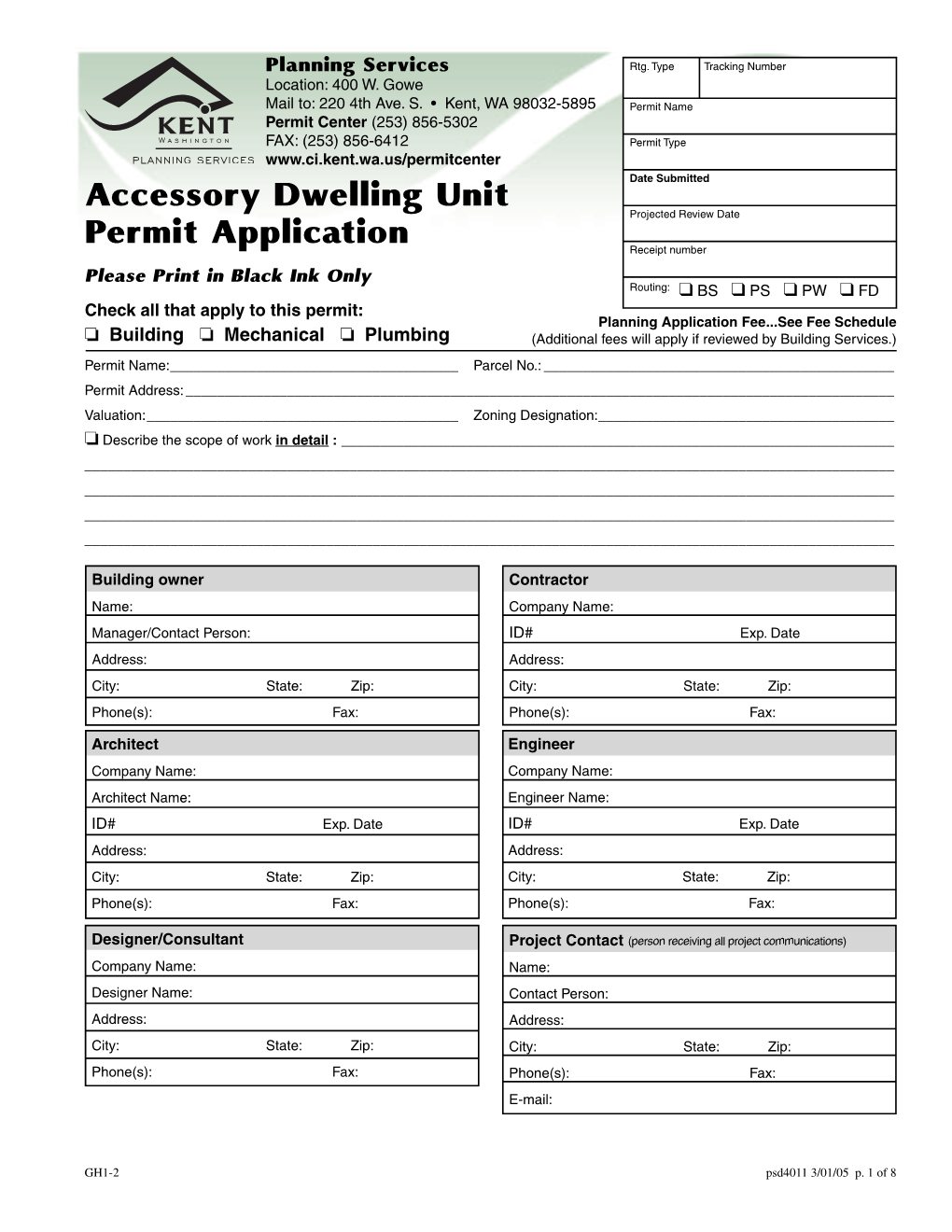 Accessory Dwelling Unit Permit Application