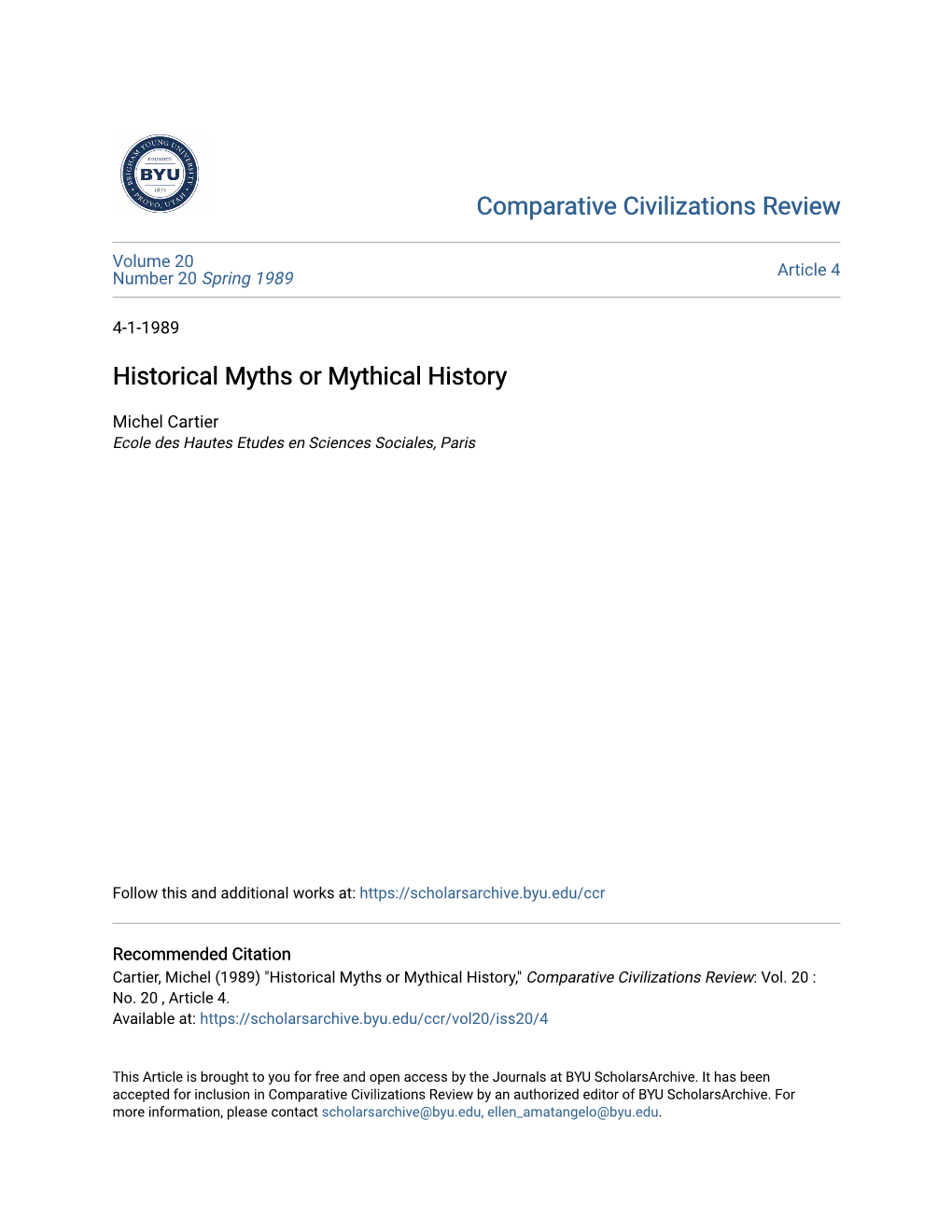 Historical Myths Or Mythical History