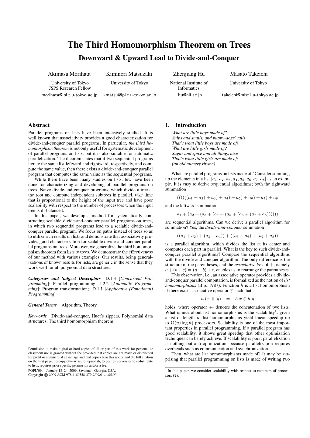 The Third Homomorphism Theorem on Trees Downward & Upward Lead to Divide-And-Conquer