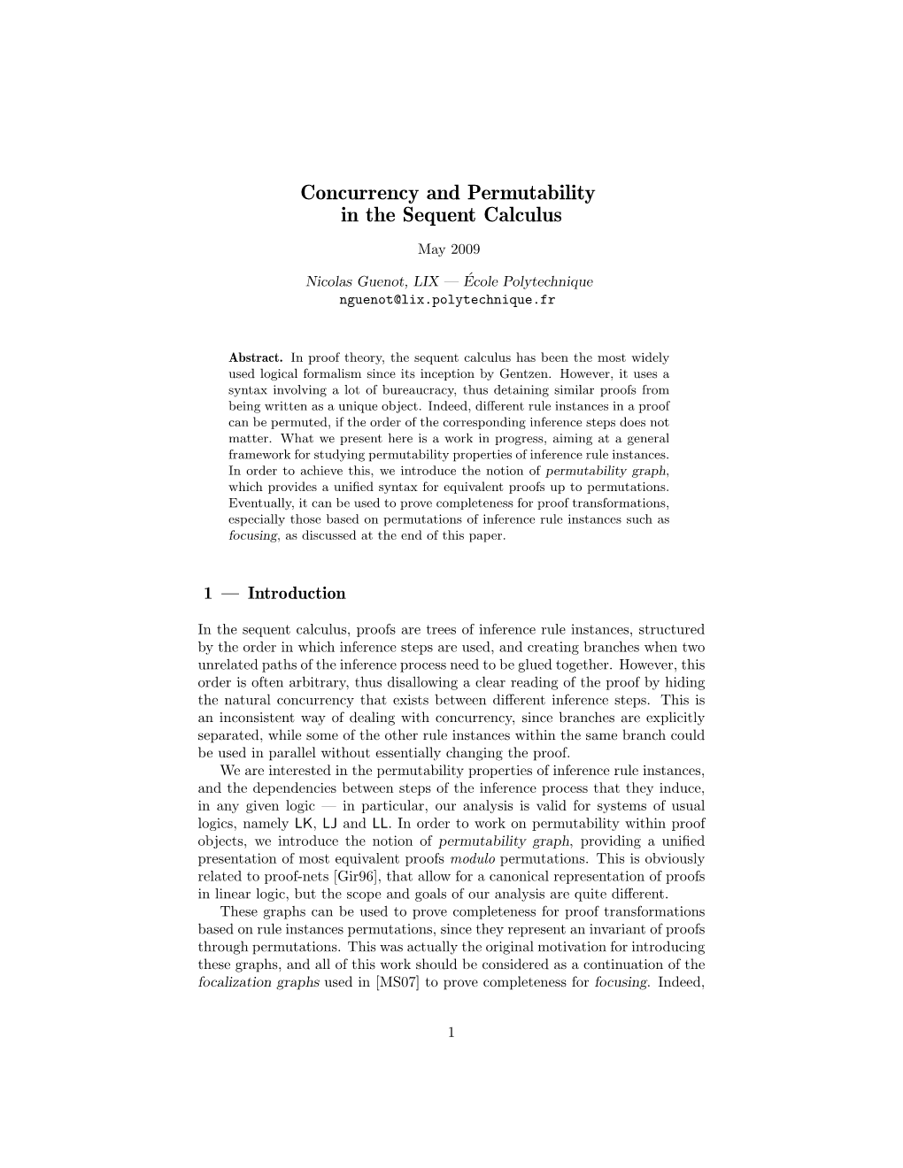 Concurrency and Permutability in the Sequent Calculus