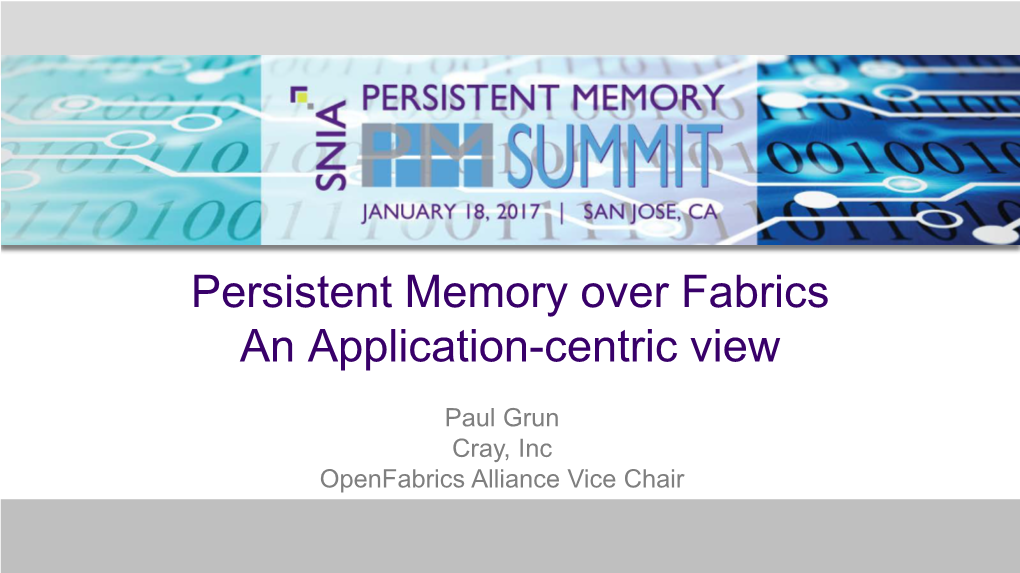 Persistent Memory Over Fabrics an Application-Centric View