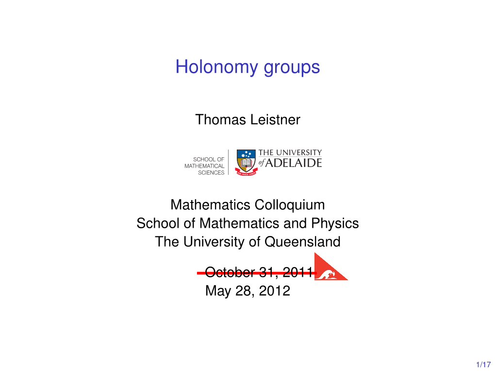 Holonomy Groups