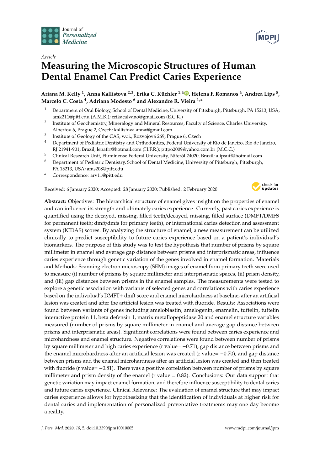 Measuring the Microscopic Structures of Human Dental Enamel Can Predict Caries Experience