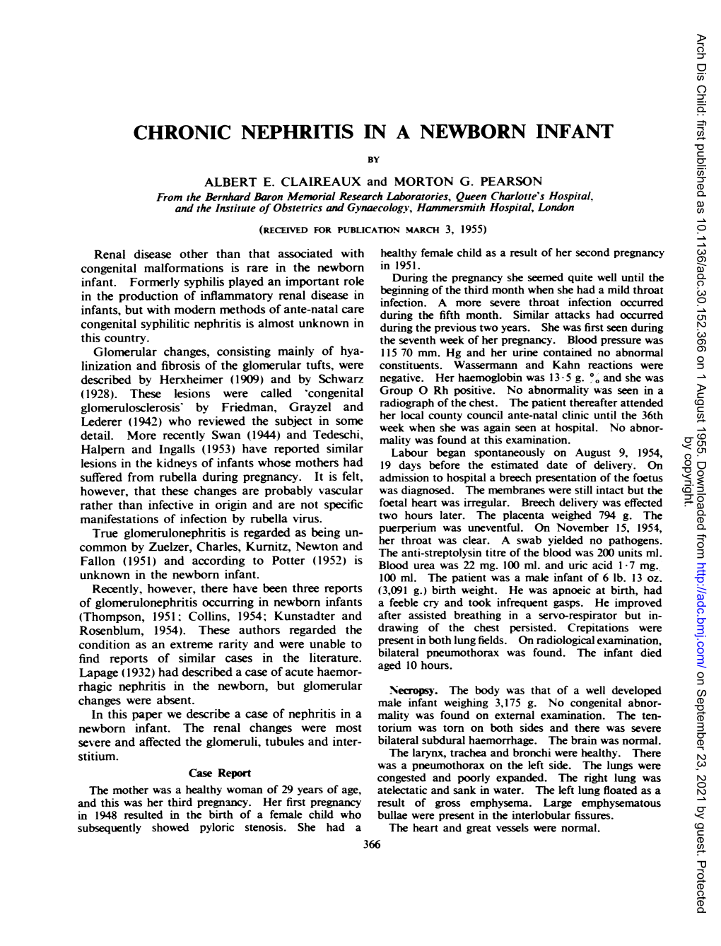 Chronic Nephritisin a Newborn Infant