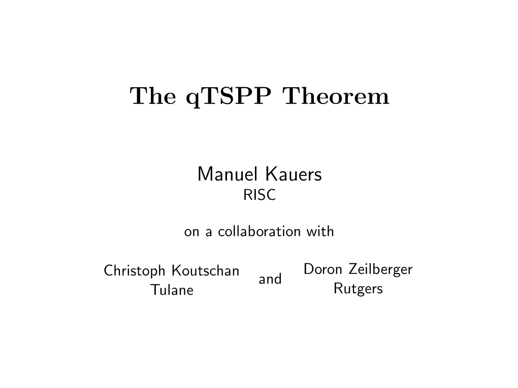 The Qtspp Theorem