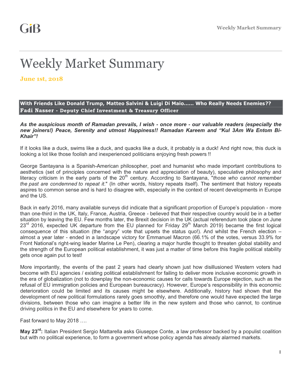 Weekly Market Summary