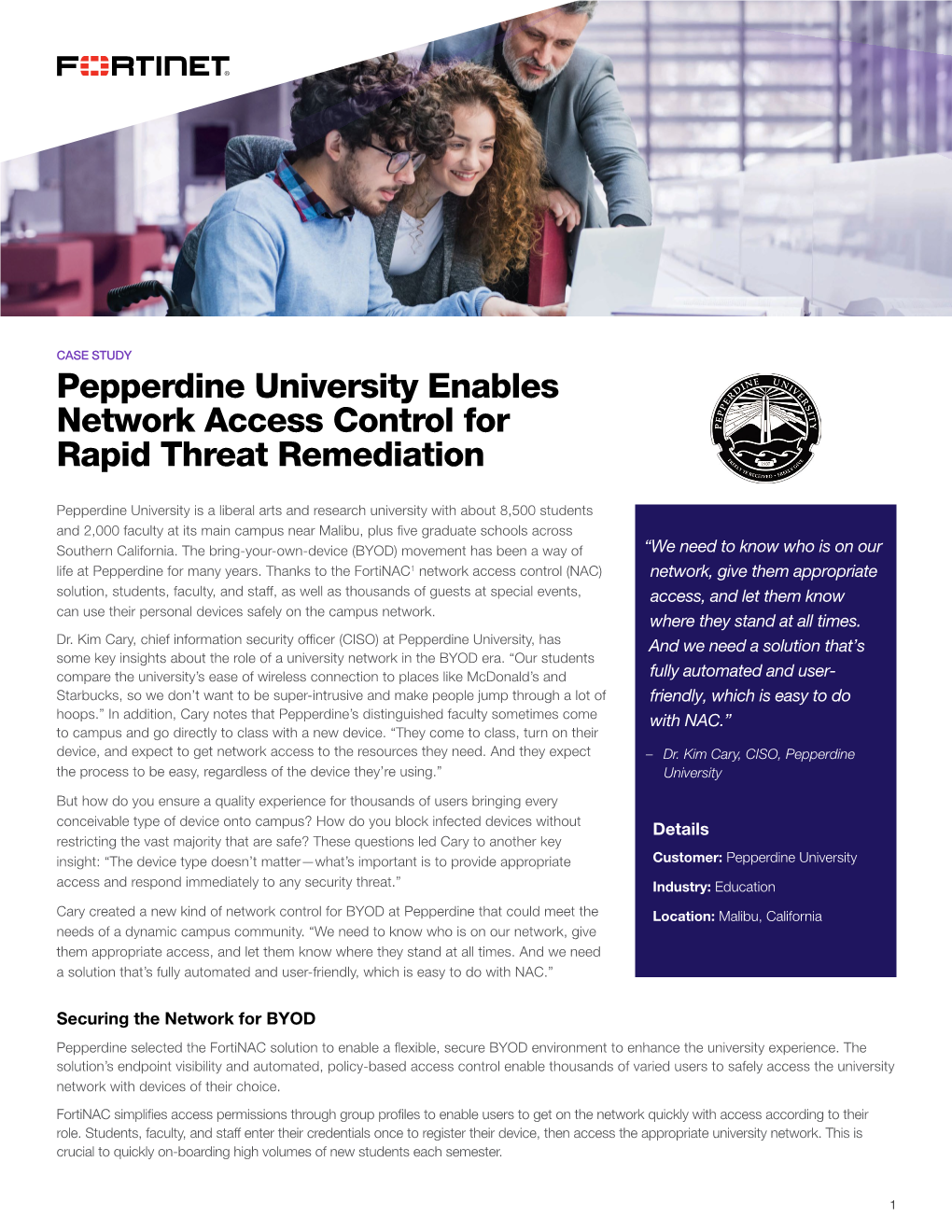 Pepperdine University Enables Network Access Control for Rapid Threat Remediation
