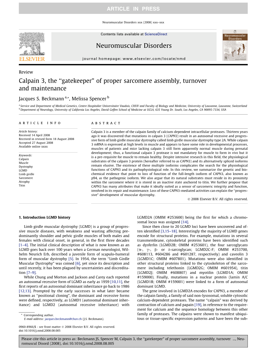 “Gatekeeper” of Proper Sarcomere Assembly, Turnover and Maintenance