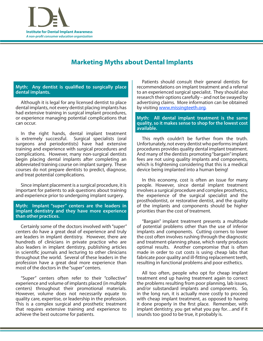 Marketing Myths About Dental Implants