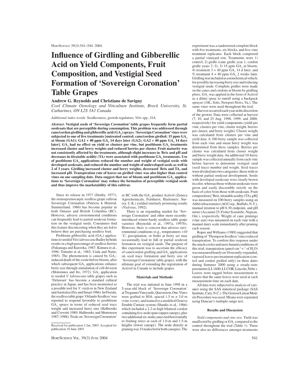 Influence of Girdling and Gibberellic Acid on Yield Components, Fruit