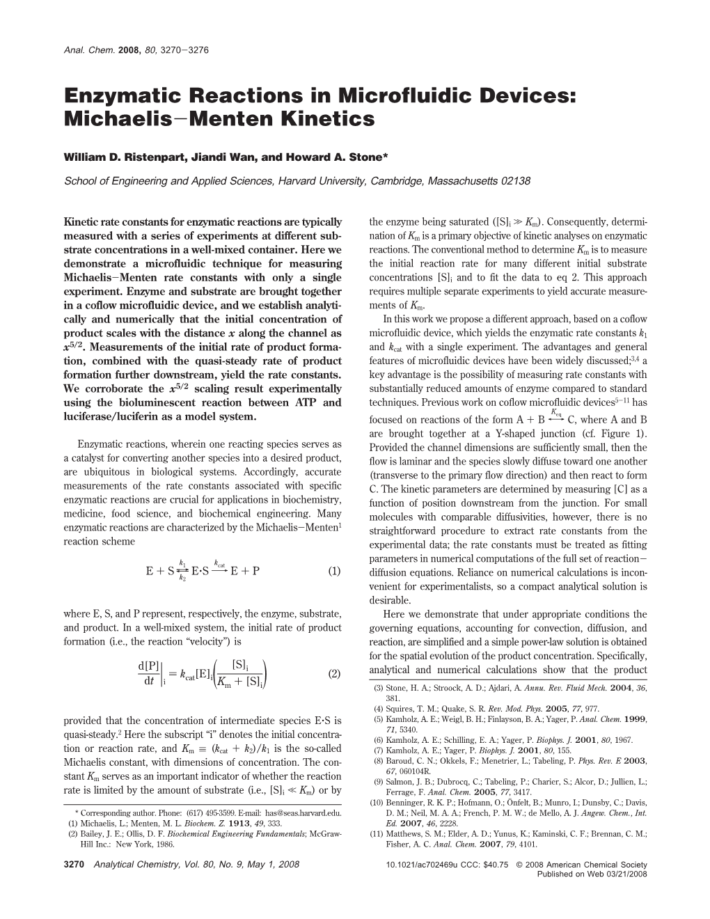 Enzymatic Reactions in Microfluidic Devices: Michaelis-Menten Kinetics