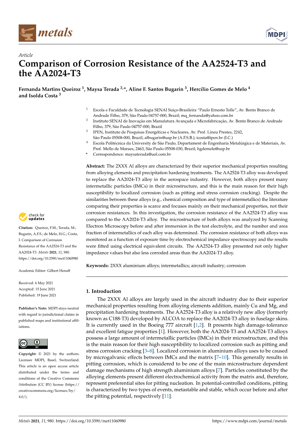 Comparison of Corrosion Resistance of the AA2524-T3 Andthe AA2024-T3