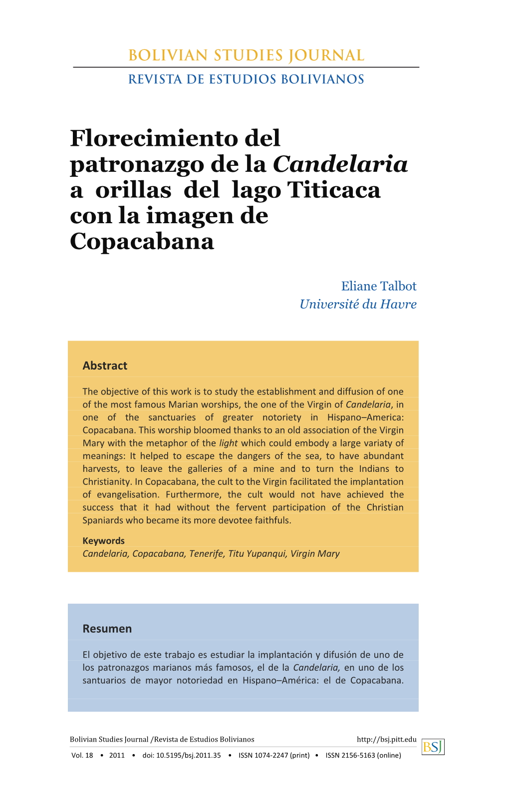 Florecimiento Del Patronazgo De La Candelaria a Orillas Del Lago Titicaca Con La Imagen De Copacabana