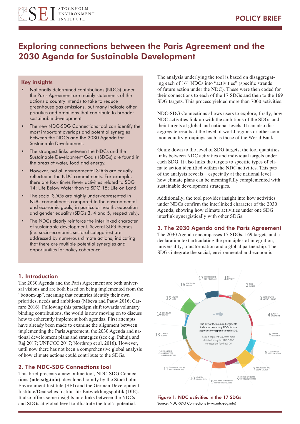 Exploring Connections Between the Paris Agreement and the 2030 Agenda for Sustainable Development