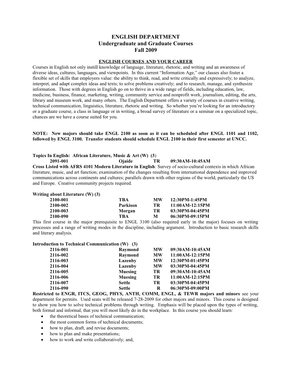 Undergraduate and Graduate Courses