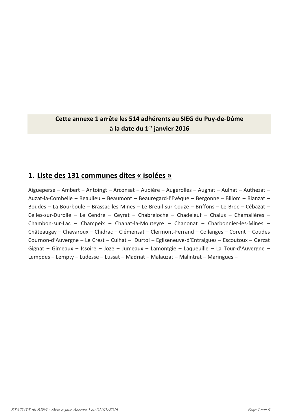 1. Liste Des 131 Communes Dites « Isolées »
