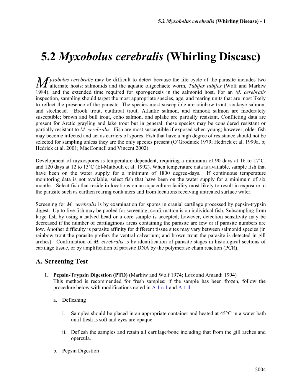 5.2 Myxobolus Cerebralis (Whirling Disease) - 1