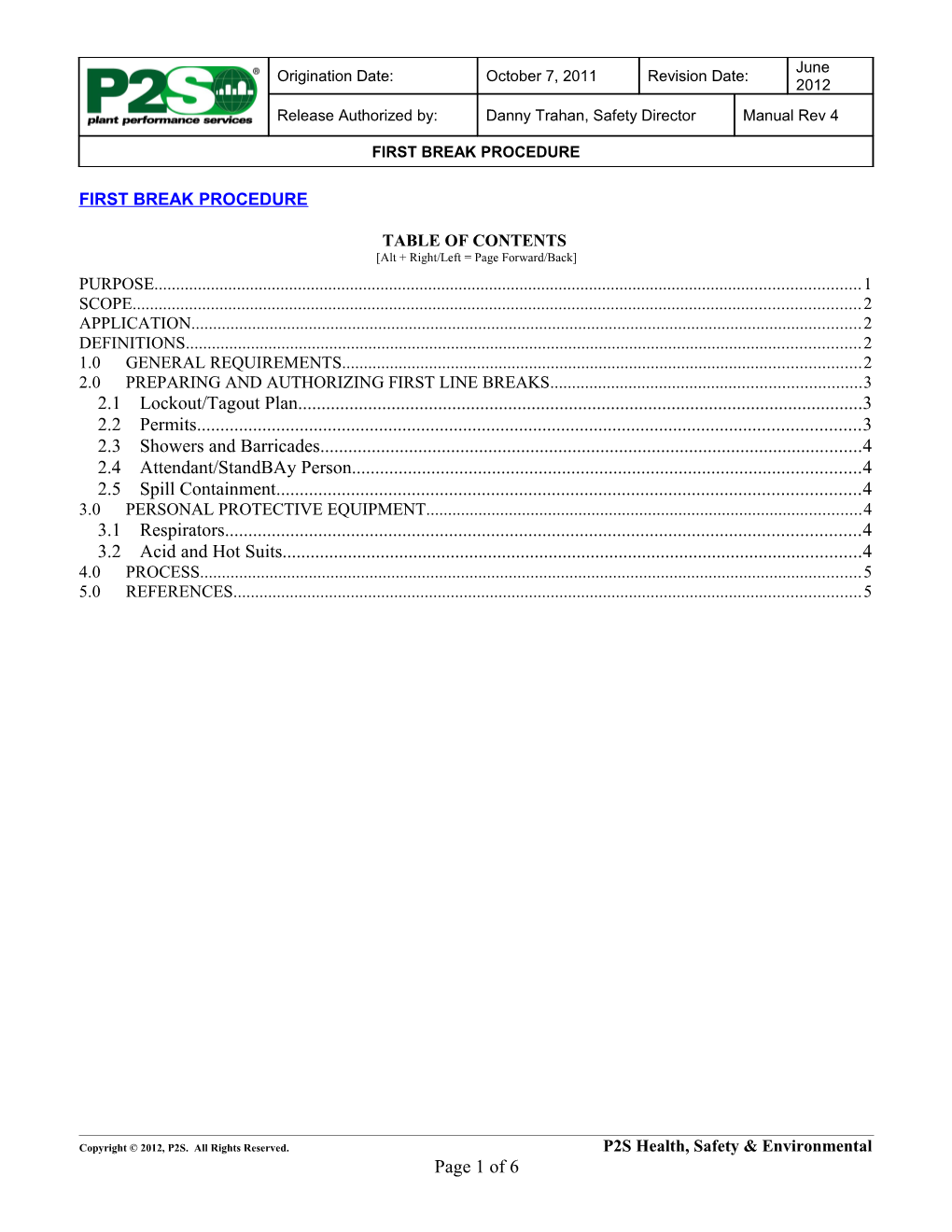 Health, Safety and Environmental Policy s6