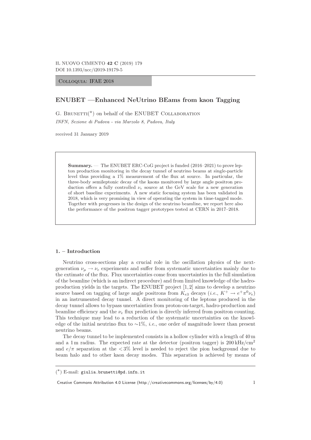 ENUBET —Enhanced Neutrino Beams from Kaon Tagging ∗ G