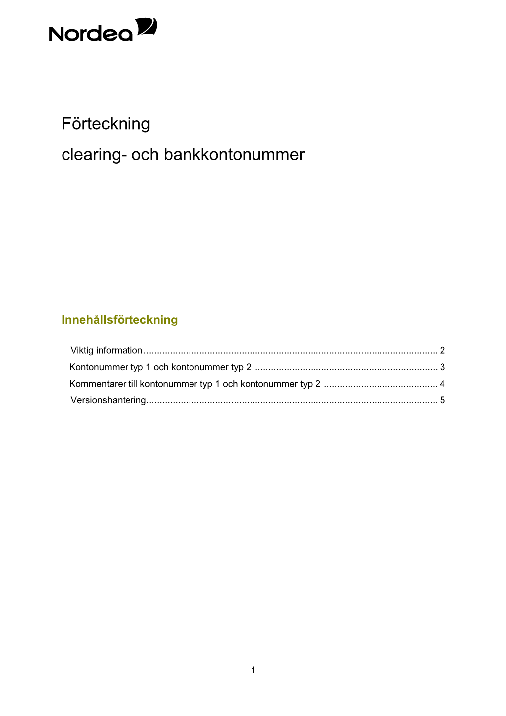 Förteckning Clearing- Och Bankkontonummer