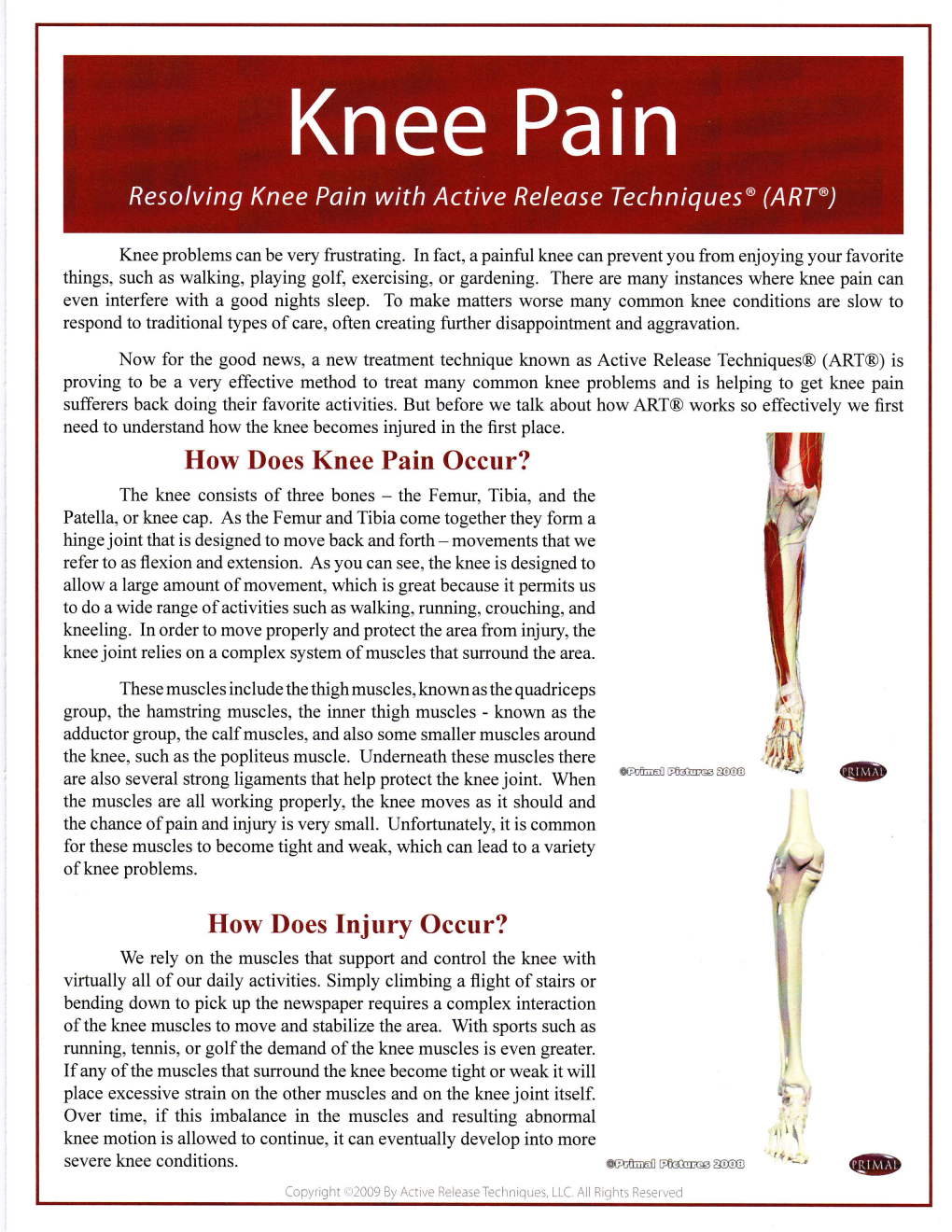 Knee Pain Resolving Knee Pain with Active Release Techniques@ (ART')