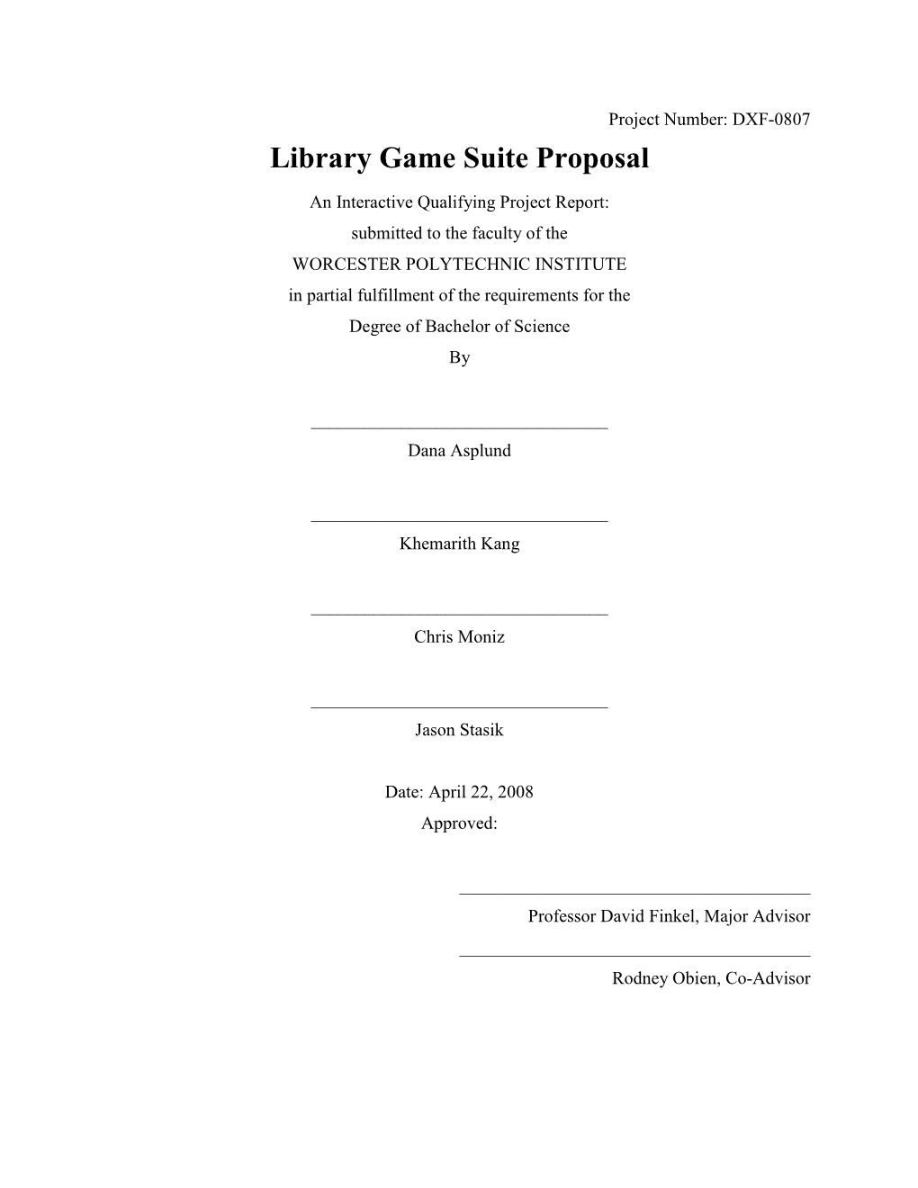 Library Game Suite Proposal