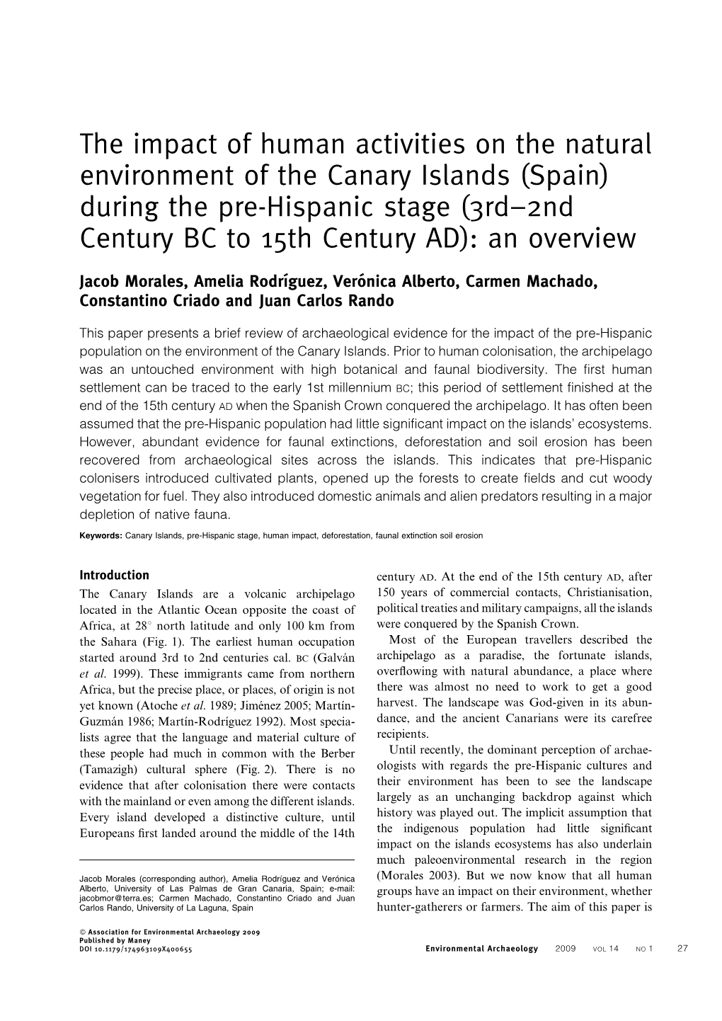 The Impact of Human Activities on the Natural Environment of the Canary