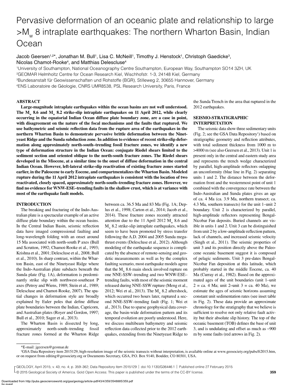 Pervasive Deformation of an Oceanic Plate and Relationship to Large &gt;M 8