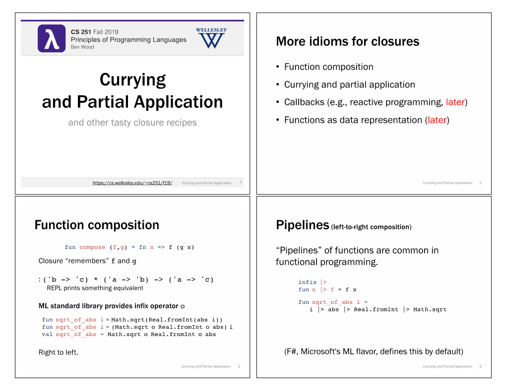 Currying and Partial Application