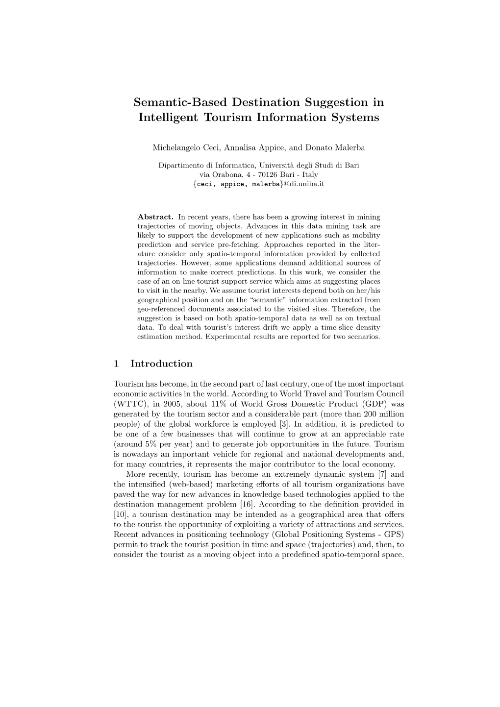 Semantic-Based Destination Suggestion in Intelligent Tourism Information Systems