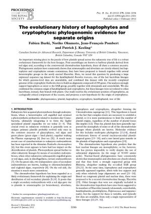The Evolutionary History of Haptophytes and Cryptophytes